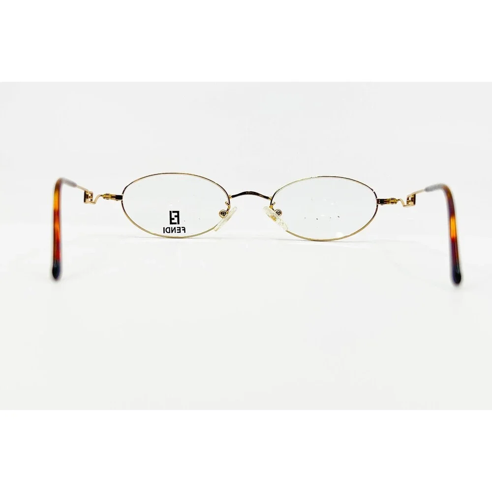 Fendi Eyeglasses Womens Gold Oval Frames F88 Golden Glimmer 48-18-135
